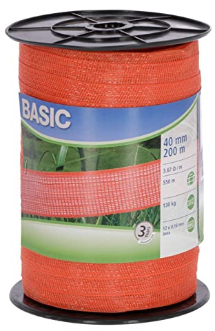 La zappa Nastro recinto elettrico per Bovini ed Equini Fettuccia 200 m (Arancione 40 mm)