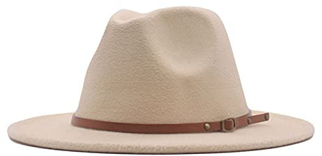 Klassischer Fedora-Hut mit breiter Krempe und Gürtelschnalle aus Filz, Panamahut für Damen und Herren