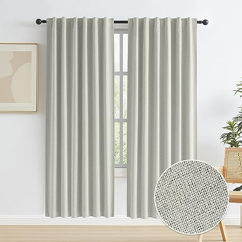 KEQIAOSUOCAI Verdunkelungsvorhang aus Leinen, Boho-Land, kühlend, wärmend, vollständig verdunkelnd, 182,9 cm Länge, wärmeisolierte Vorhänge, Hakengürtel auf der Rückseite, 2 Paneele-Set, 127 x 183 cm,