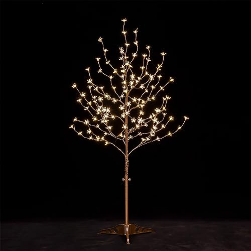 Tybeeu - Albero di ciliegio illuminato da 4 piedi con 144 luci a LED bianco caldo per la decorazione di festa dimmerabile, certificato UL, impermeabile, ideale per la decorazione di interni e