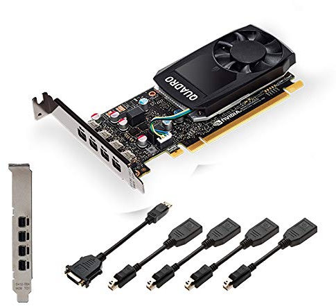 PNY Carte graphique NVIDIA Quadro P600 2 Go GDDR5 - Mémoire bus 128 bits, 4 DisplayPorts, support profil bas et haut (renouvelé)