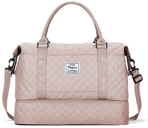 Reisetasche Damen Handgepäck Tasche Sporttasche Weekender Bag Schwimmtasche Wasserdicht Travel Bag Duffle Bag Fitnesstasche Trainingstasche Krankenhaustasche mit Schuhfach,B7-Rosa Pfirsich