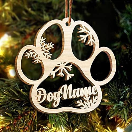 Personalisiertes Weihnachten Hölzerne Pfote Ornament, Weihnachtsschmuck (XF1, 1 Stück)