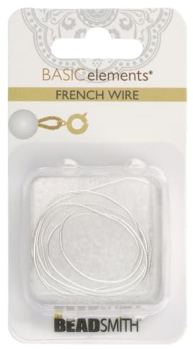 The Beadsmith French Wire – Silver Color – Size Fine (.7mm Diameter) – 14 Inches, Bullion, Gimp – Use to Conceal Beading Wire Next to Crimps and Clasps