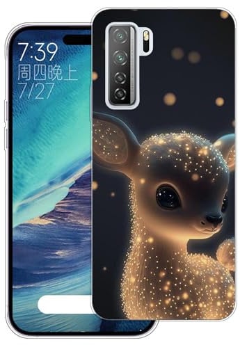 WUACYEAMING Carcasa para Móvil Compatible con Huawei P40 Lite 5G Ultrafina Delgado Cover Transparente TPU Silicona Antigolpes Anti-arañazos Bumper Caso para Case-(Fawn)