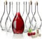 KADAX Lot de 6 bouteilles en verre avec bouchon en liège hermétique, motif raisin, bouteille d'huile, vinaigre, récipient en verre pour liqueur de fruits, bouteille de vin, conteneur en verre (500 ml)