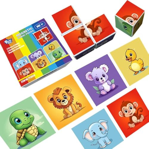 Pairez Toys Magnetische Blöcke Spielzeug für Kleinkinder, 4 Stück große Blöcke Puzzle-Spiel für Kinder ab 1 Jahr