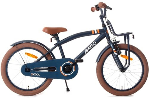 AMIGO 2Cool - Kinderfahrrad Jungen - 18 Zoll - Mit Rucktrittbremse und V-Brake - ab 5-7 Jahr - Blau