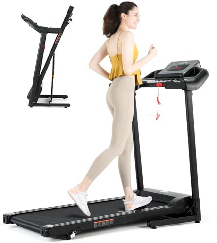 ISE Elektrisches Laufband,Klappbares Laufband für Zuhause, 1-14 KM/H für Lauftraining mit 12 Trainingsprogrammen& LED Display& 2.0 HP Motor& Tablet Halterung