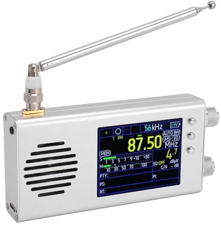 Tragbares SSB-Kurzwellenradio, 5000-mAh-Batterie, AM FM SW CB VHF UHF WX AIR LW MW Vollband-Radioempfänger für Familien, Zwei Lautsprecher (Silver)