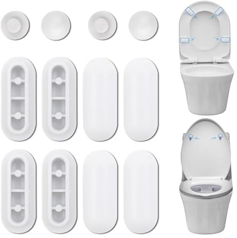 Ruayia 12 Stück WC Sitz Puffer, WC Sitz StoßStange mit 4 Ringpuffer und 8 Deckelpuffer für Toilettendeckel Toilettensitz, WC Ersatz-Puffer für Zuhause, Hotel