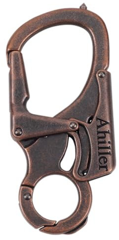 Ahiller Karabiner Schlüsselanhänger Karabinerhaken Clip, Doppelschloss entworfen - Wolfram Stahl Spike - 8cm Legierung Autos Schlüsselbund [Rotguss-1P]