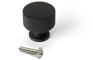 Emuca - Lot von 10 Möbelknöpfe, Durchmesser 30mm, Aluminium, Schwarz lackiert