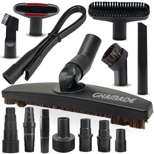 Universal Vacuum Attachments & Brushes Kit - Hardwood Floor Vacuum Brush Head Attachment & Shop-vacs Accessories - Universal Vacuum Hose Adapter Kit & Dryer vent Flexible Crevice Attachment
