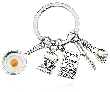 Keychain 2 Pieces Pan Omelette Recipe Spoon Keychain Kitchen Utensils Bag Pendant