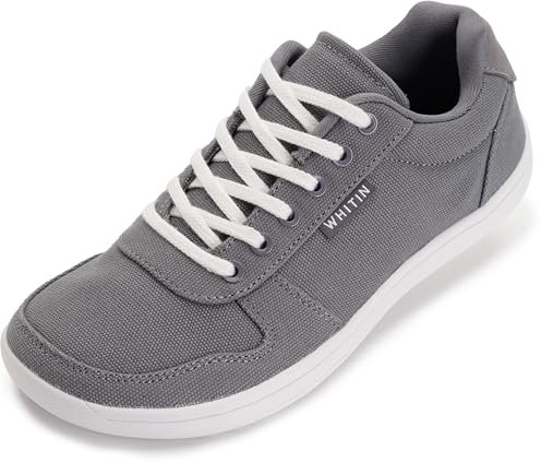 WHITIN Barfußschuhe Herren Barfuss Schuhe Barfussschuhe Canvas Barfuß Sneaker Barefoot Shoes Minimalschuhe Breite Füße Turnschuhe Flach Sommer Grau 45 EU