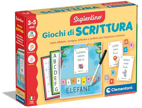 Clementoni Sapientino Giochi di Escritura – Juego Educativo de 3 años para Aprender a Escribir, Tarjetas Pizarra para Escritura, Aprender Nuevas Palabras, Desarrollo del lenguaje de la Primera