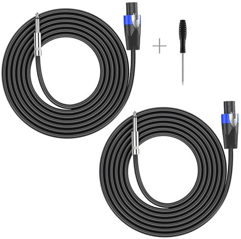 GCTBL 20M 2pack Speakon to 1/4 Speaker Cables 6.35mm TS Plug Wire Audio Amplifier Cord for Guiar DJ/PA Speaker