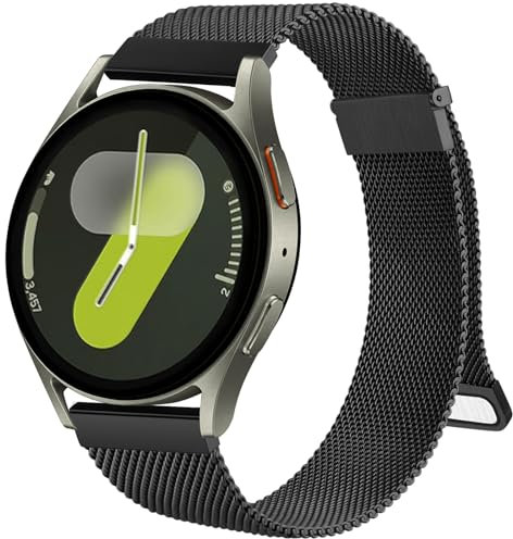 Samsung Galaxy Watch 7 / 6 Strap, 40mm / 44mm, 43mm / 47mm Classic, Stainless Steel Replacement Band with Enhanced Magnet (Black)