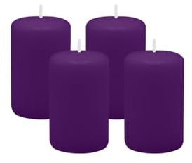 4er Set Adventskranzkerzen Violett Ø 50 x 80 mm