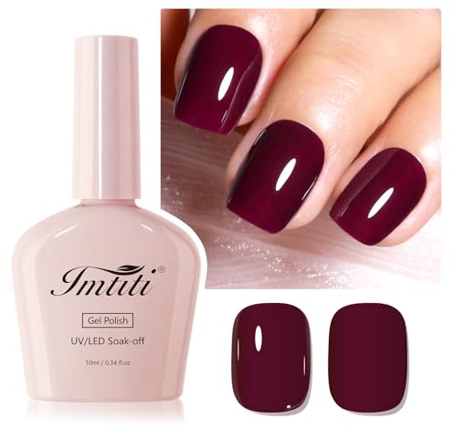 Imtiti Dark Red Gel Nail Polish, 1Pcs Deep Maroon Red Gel Polish Soak Off UV LED Gel Polish, Long Lasting, Nail Art Manicure Salon DIY at Home for Autumn and Winter (0.34 Fl Oz)