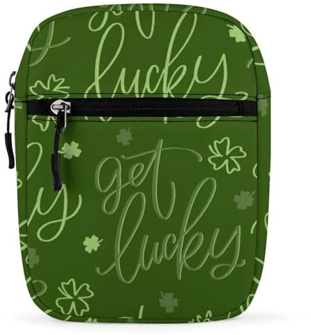 IQOPPEDR St Patricks Kleeblatt-Umhängetasche, kleine Umhängetasche, Glücksbringer, Schultertasche für Damen und Herren, Mini-Umhängetasche mit verstellbaren Trägern, Siehe Abbildung, Einheitsgröße