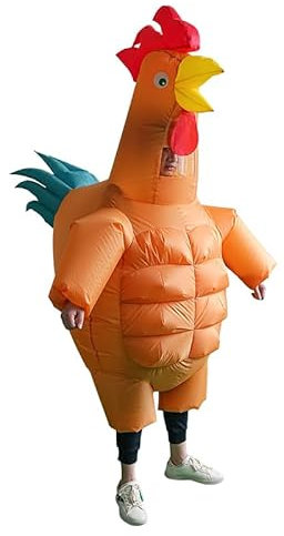 IRETG Aufblasbare Hahn Hühner Kostüm Blow Up Ride-on Huhn Kostüme für Party Halloween Weihnachten Cosplay Erwachsene Größe