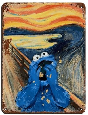 FDKLK Poster Screaming Cookie Monster Edvard Munch im Vintage-Stil, Metall, Pub, Club, Café, Bar, Zuhause, Wandkunst, Dekoration, Poster, Retro, 30 x 40 cm