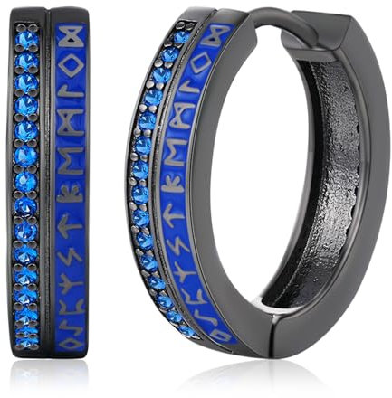 Ohrringe für Männer, Wikinger Ohrringe Herren, 925 Sterling Silber Nordischer Wikinger Rune Creolen für Männer Frauen