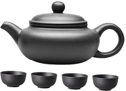 FLCPJGV Teekannen-Set, Teekanne mit Deckel, Zubehör für, chinesische Teekanne, chinesischer Teekessel für Küche, Restaurant, Zuhause, Schwarz, 250 Ml