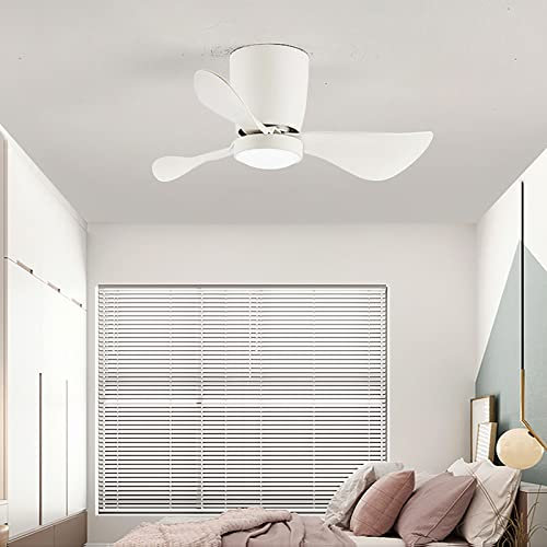 SCLHouiX Small Ceiling Fan Chandelier and Remote Control Dc 60cm Led Ceiling Lamp with Fan Silent Timer Winter and Summer Mini Ceiling Fan Light for Bedroom,White