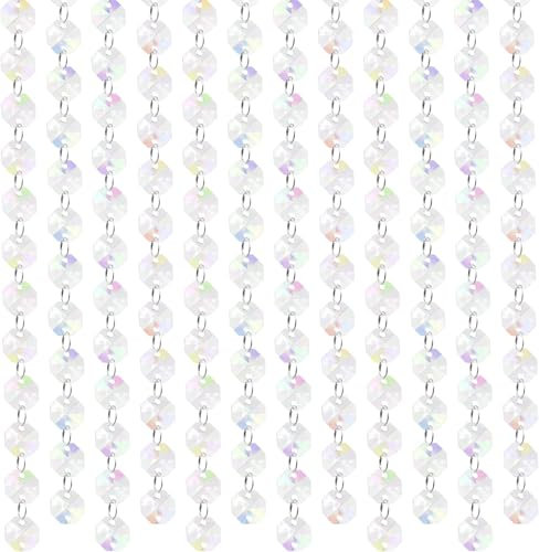KOMUNJ 10 x 1m Perlenvorhang, Kristall Kette Türvorhang, Perlenvorhang Hängende Türvorhang für Hochzeit Weihnachten Basteln DIY Dekor Lampen