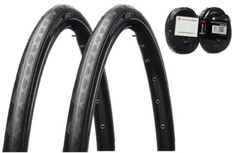 HUTCHINSON Lot de 2 pneus + 2 Chambre à air Route Nitro 2 700 x 25 Tringle Souple, Noir