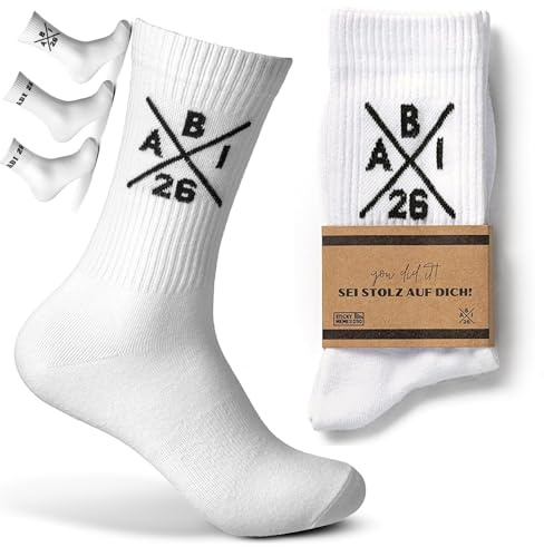 StickyMemes030 Abitur Socken 2026 – Abi Socken für Damen & Herren – Abschluss Geschenk für Schüler – Stilvolle Abisocken - perfekte Idee für Abifeier & Mottowoche