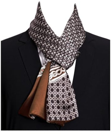 Pupatuch Halstuch Herren 100% Seide Schal Vintage Pattern Seidenschal Herrenschal (#12 Braun)