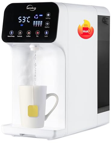 iSpring RCD100 Système d’Osmose Inverse de Comptoir à 5 Étapes, Distributeur d’Eau Chaude Instantanée avec UV, 2,5:1 Pure à Drainer, Système de Filtration Portable 100 GPD, 4 Options de Température