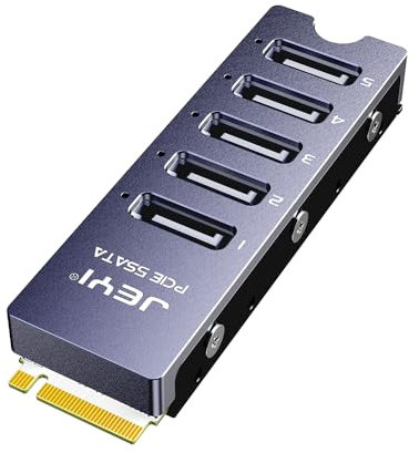 JEYI NVMe M.2 a 5 SATA Adattatore Interno 5 Porte Non-RAID SATA III 6GB/s M.2 NVMe Scheda adattatore per PC desktop, supporto SSD e HDD
