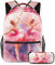 VAPOKF Rosa Ballettkleid Mädchen Schulranzen Set für Teenager, Mädchen, Jungen, Kinder, Schüler-Büchertasche, Rucksack mit Federmäppchen für Grundschule, multi, Einheitsgröße, Schulranzen-Set