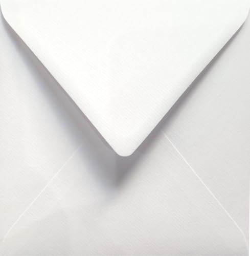 Netuno 100 Umschläge Weiß gerippt quadratisch 15,3x15,3 cm elegant und edel | 120g Aster Laid White · festliche und hochwertige weiße Kuverts Strukturpapier für Hochzeit, Einladungen & Grußkarten