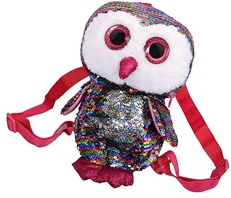 Ipetboom Pailletten Eulenrucksack für Kinder Verstellbare Riemen Leichte Schultasche mit Geräumigem Modischer Rucksack für Ausflüge und Schule Robuster Metallreißverschluss