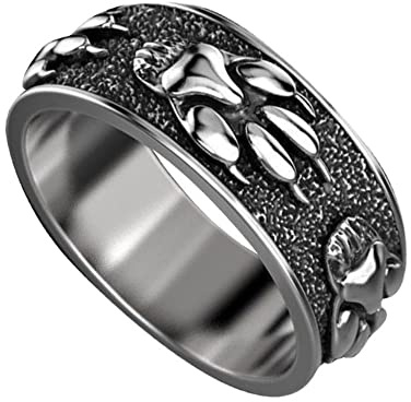 TQWSVUM Herren Viking Wolf Pfotenring, Nordic Gothic Wolf Klaue Tier Ring, Jungen Rock Wolf Ring Keltischer Wolf Amulett Schmuck