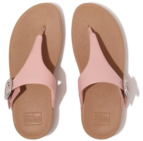 Fitflop LULU Sandali da donna in pelle con fibbia in cristallo, rosa cipria, taglia 40