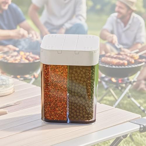 Komoke 4-in-1 Gewürzstreuer Camping – Salz, Pfeffer, Zucker & Chimichurri Gewürzmischung | Dichter Gewürzorganizer für Campingküche, Grillen & Outdoor | Campingzubehör