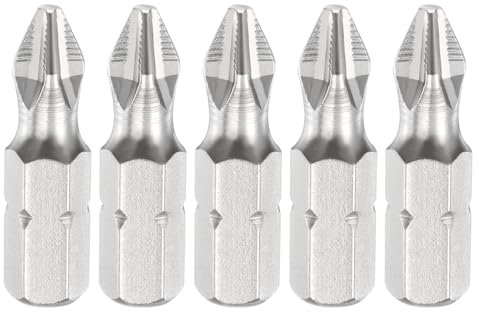 sourcing map 5pcs #2 Anti Slip Phillips Impact Screwdriver Bit PH2 1/4 Hex Shank 1 (25mm) Magnetic Cross Head Drill Bits Chrome Plated S2 Steel Screw Driver Power Electric Tools