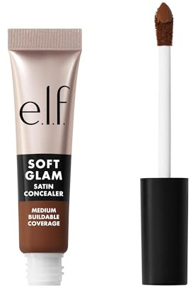 e.l.f. Soft Glam Satin Concealer, mittlere Deckkraft für Unreinheiten und Augenpartie, setzt sich nicht ab, langanhaltend, vegan und tierversuchsfrei, 52 Deep Cool