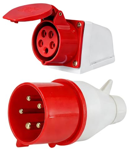 2pcs 16amp Socket, 16amp Plug, 5-Core Weatherproof Industrial Connector Set Rotatable & Surface-Mounted for Construction Sites