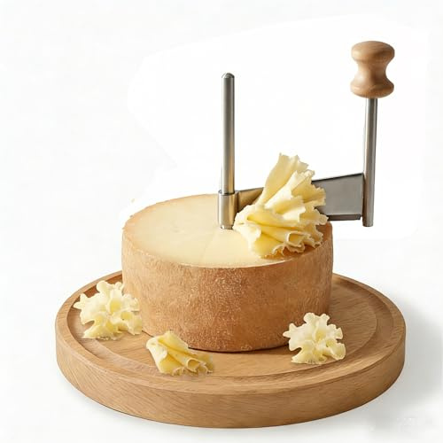 Girolle Cheese Curler for 5.9 Wheels, Stainless Steel Shaver Wood Base
