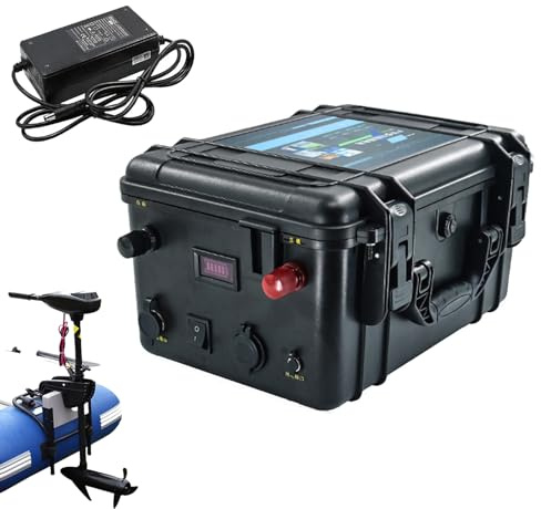 JHKJ 12V 60Ah 100Ah 150Ah 200Ah Outdoor Thruster Lithium Battery 12 Volt Rechargeable Electric Fishing Boat Batteries for 12V Propeller Marine Propulsion Battery with Charger,12V 200Ah