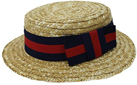 I LOVE FANCY DRESS Sombrero de paja para adultos con cinta azul y roja - 58/59 cm