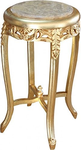 Casa Padrino Barock Beistelltisch mit Marmorplatte Rund Gold/Creme 72 x 39 cm Antik Stil